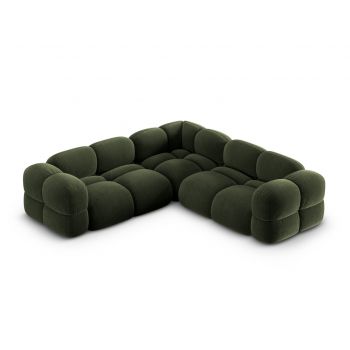 Coltar simetric 4 locuri, Loretto, Cosmopolitan Design, 250x250x68 cm, catifea, verde