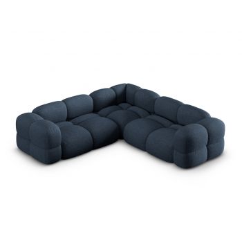 Coltar simetric 4 locuri, Loretto, Cosmopolitan Design, 250x250x68 cm, tesatura structurata, albastru inchis