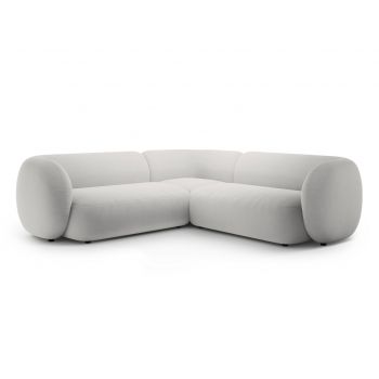 Coltar simetric 5 locuri, Kate, Micadoni, 252x252x76 cm, catifea, gri deschis