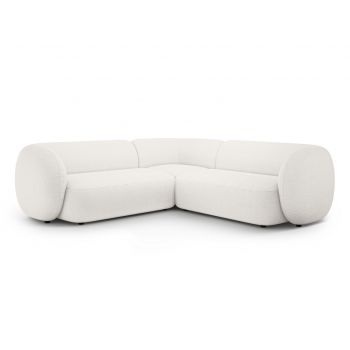 Coltar simetric 5 locuri, Kate, Micadoni, 252x252x76 cm, tesatura boucle, alb