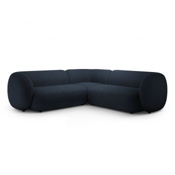 Coltar simetric 5 locuri, Kate, Micadoni, 252x252x76 cm, tesatura boucle, albastru inchis