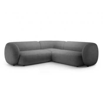 Coltar simetric 5 locuri, Kate, Micadoni, 252x252x76 cm, tesatura boucle, gri inchis