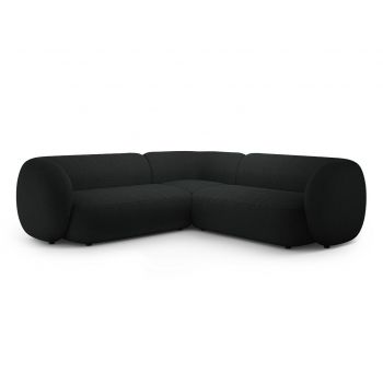 Coltar simetric 5 locuri, Kate, Micadoni, 252x252x76 cm, tesatura boucle, negru