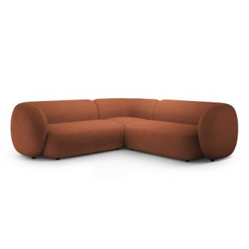 Coltar simetric 5 locuri, Kate, Micadoni, 252x252x76 cm, tesatura boucle, teracota