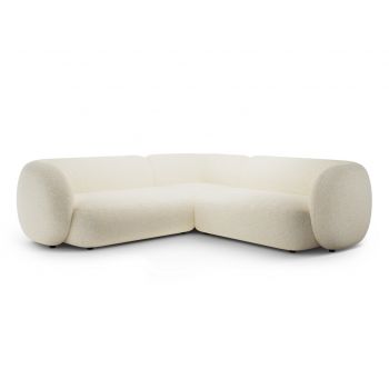 Coltar simetric 5 locuri, Kate, Micadoni, 252x252x76 cm, tesatura structurata, bej deschis