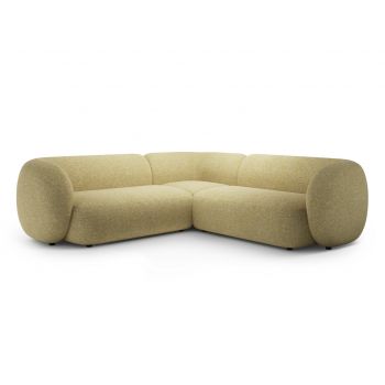 Coltar simetric 5 locuri, Kate, Micadoni, 252x252x76 cm, tesatura structurata, galben melanj