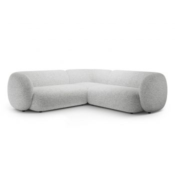 Coltar simetric 5 locuri, Kate, Micadoni, 252x252x76 cm, tesatura structurata, gri deschis melanj
