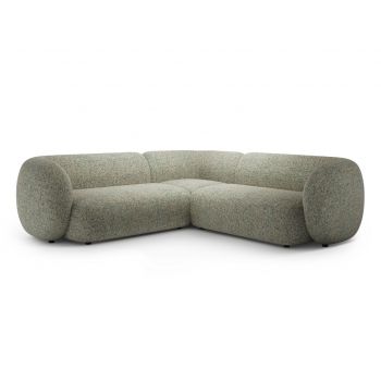 Coltar simetric 5 locuri, Kate, Micadoni, 252x252x76 cm, tesatura structurata, verde muschi melanj