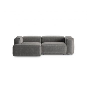 Coltar stanga 2 locuri, Bergamo, Cosmopolitan Design, 244x152x70 cm, catifea chenille raiata, gri deschis