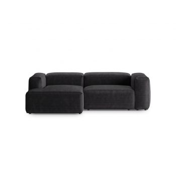 Coltar stanga 2 locuri, Bergamo, Cosmopolitan Design, 244x152x70 cm, catifea chenille raiata, gri