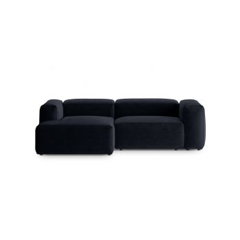 Coltar stanga 2 locuri, Bergamo, Cosmopolitan Design, 244x152x70 cm, tesatura structurata, albastru navy