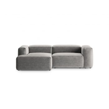 Coltar stanga 2 locuri, Bergamo, Cosmopolitan Design, 244x152x70 cm, tesatura structurata, gri deschis