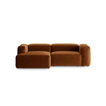Coltar stanga 2 locuri, Bergamo, Cosmopolitan Design, 244x152x70 cm, tesatura structurata, gri maro