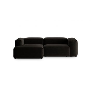 Coltar stanga 2 locuri, Bergamo, Cosmopolitan Design, 244x152x70 cm, tesatura structurata, negru