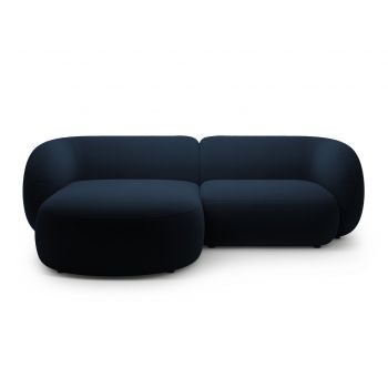 Coltar stanga 2 locuri, Kate, Micadoni, 255x176x76 cm, catifea, albastru regal