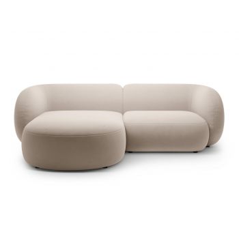 Coltar stanga 2 locuri, Kate, Micadoni, 255x176x76 cm, catifea, bej