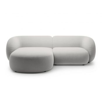 Coltar stanga 2 locuri, Kate, Micadoni, 255x176x76 cm, catifea, gri deschis
