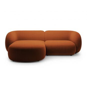 Coltar stanga 2 locuri, Kate, Micadoni, 255x176x76 cm, catifea, teracota