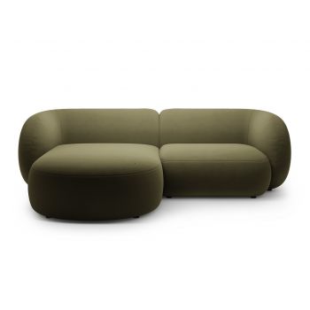 Coltar stanga 2 locuri, Kate, Micadoni, 255x176x76 cm, catifea, verde