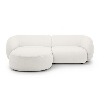 Coltar stanga 2 locuri, Kate, Micadoni, 255x176x76 cm, tesatura boucle, alb
