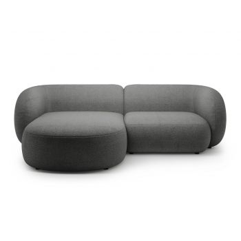 Coltar stanga 2 locuri, Kate, Micadoni, 255x176x76 cm, tesatura boucle, gri inchis