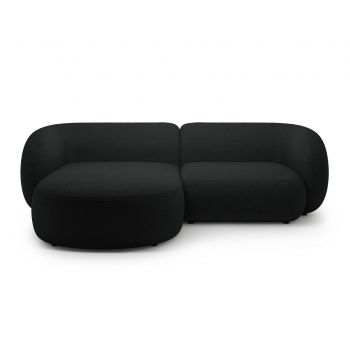 Coltar stanga 2 locuri, Kate, Micadoni, 255x176x76 cm, tesatura boucle, negru