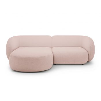 Coltar stanga 2 locuri, Kate, Micadoni, 255x176x76 cm, tesatura boucle, roz pudra