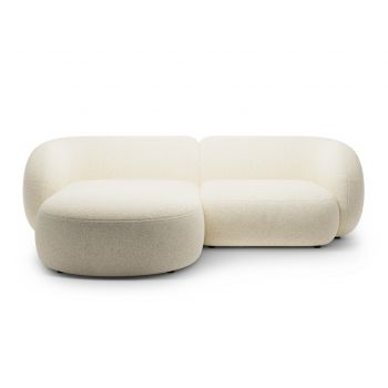 Coltar stanga 2 locuri, Kate, Micadoni, 255x176x76 cm, tesatura structurata, bej deschis