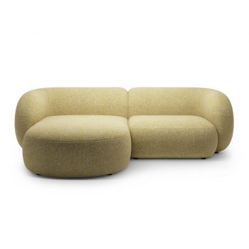 Coltar stanga 2 locuri, Kate, Micadoni, 255x176x76 cm, tesatura structurata, galben melanj