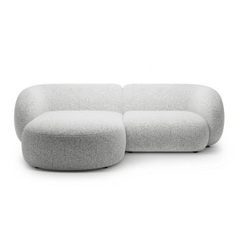 Coltar stanga 2 locuri, Kate, Micadoni, 255x176x76 cm, tesatura structurata, gri deschis melanj