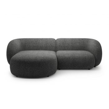 Coltar stanga 2 locuri, Kate, Micadoni, 255x176x76 cm, tesatura structurata, gri inchis melanj