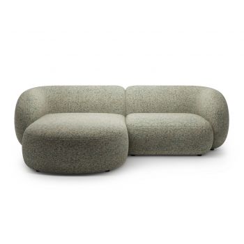 Coltar stanga 2 locuri, Kate, Micadoni, 255x176x76 cm, tesatura structurata, verde muschi melanj