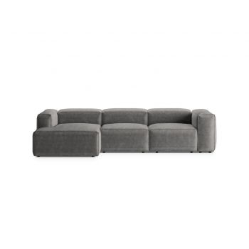 Coltar stanga 3 locuri, Bergamo, Cosmopolitan Design, 304x152x70 cm, catifea chenille raiata, gri deschis