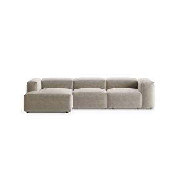 Coltar stanga 3 locuri, Bergamo, Cosmopolitan Design, 304x152x70 cm, tesatura structurata, bej