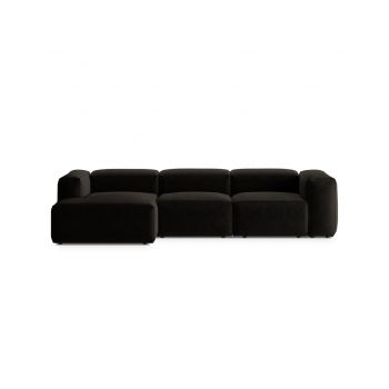 Coltar stanga 3 locuri, Bergamo, Cosmopolitan Design, 304x152x70 cm, tesatura structurata, negru