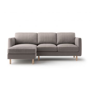 Coltar stanga 3 locuri, Eden, Micadoni, 223x150x90 cm, catifea, gri beton