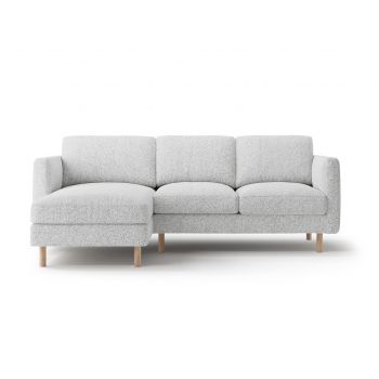 Coltar stanga 3 locuri, Eden, Micadoni, 223x150x90 cm, tesatura structurata, gri deschis melanj