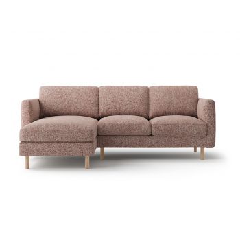 Coltar stanga 3 locuri, Eden, Micadoni, 223x150x90 cm, tesatura structurata, roz melanj