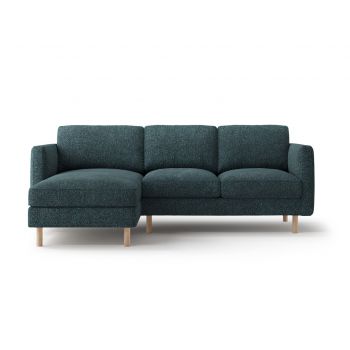 Coltar stanga 3 locuri, Eden, Micadoni, 223x150x90 cm, tesatura structurata, verde albastrui melanj