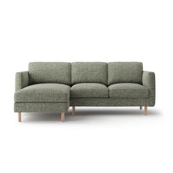 Coltar stanga 3 locuri, Eden, Micadoni, 223x150x90 cm, tesatura structurata, verde muschi melanj