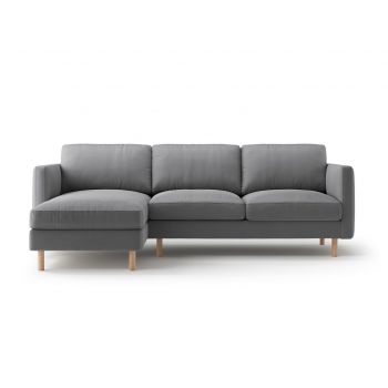 Coltar stanga 3 locuri, Eden, Micadoni, 250x150x90 cm, catifea, gri