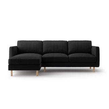 Coltar stanga 3 locuri, Eden, Micadoni, 250x150x90 cm, catifea, negru