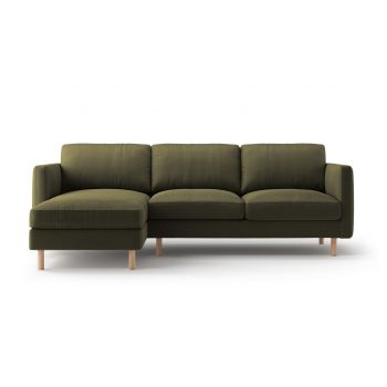 Coltar stanga 3 locuri, Eden, Micadoni, 250x150x90 cm, catifea, verde muschi melanj