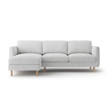 Coltar stanga 3 locuri, Eden, Micadoni, 250x150x90 cm, tesatura structurata, gri deschis melanj