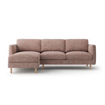 Coltar stanga 3 locuri, Eden, Micadoni, 250x150x90 cm, tesatura structurata, roz melanj