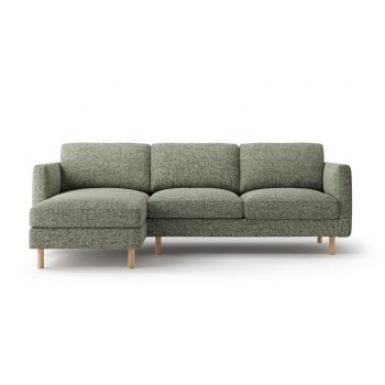 Coltar stanga 3 locuri, Eden, Micadoni, 250x150x90 cm, tesatura structurata, verde muschi melanj