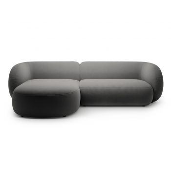 Coltar stanga 3 locuri, Kate, Micadoni, 285x176x76 cm, catifea, gri inchis