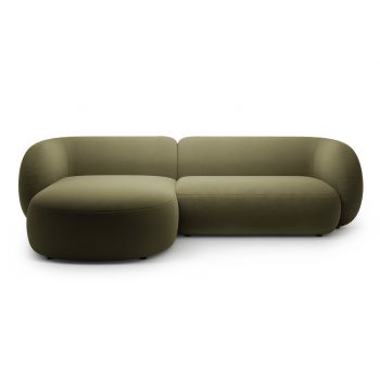 Coltar stanga 3 locuri, Kate, Micadoni, 285x176x76 cm, catifea, verde