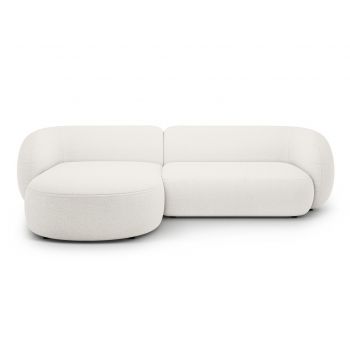 Coltar stanga 3 locuri, Kate, Micadoni, 285x176x76 cm, tesatura boucle, alb