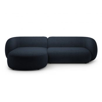 Coltar stanga 3 locuri, Kate, Micadoni, 285x176x76 cm, tesatura boucle, albastru inchis